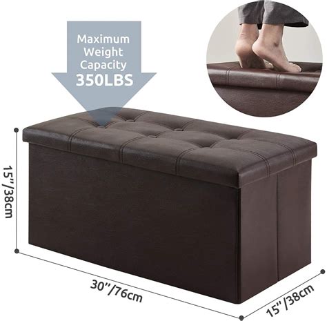 Youdenova 30 Inches Folding Storage Ottoman 80l Storage Bench For