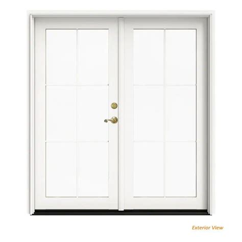 Two White Doors With Gold Handles On Each Side