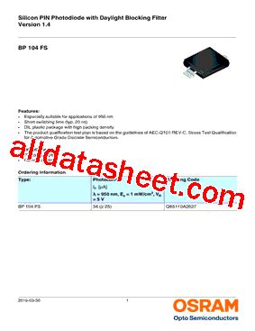 BP 104 FS Datasheet PDF OSRAM GmbH