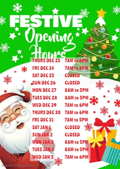 Copy Of Christmas Opening Hours Poster Template Postermywall