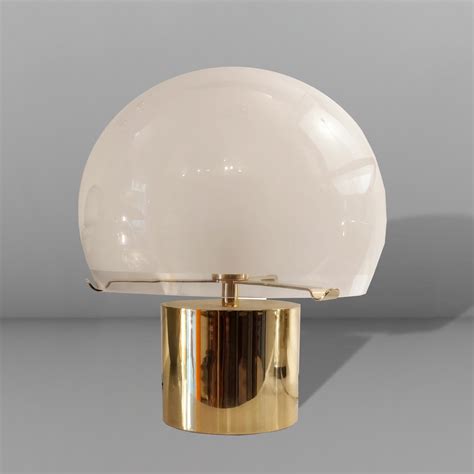 Table Lamp Mod Lta Porcino In Brass Frosted Blown Glass By Luigi