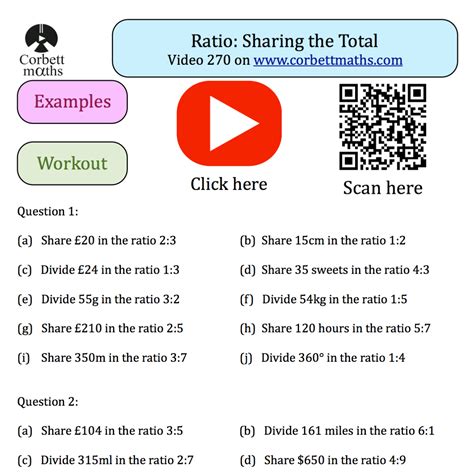 Ratio Sharing The Total Textbook Exercise Corbettmaths