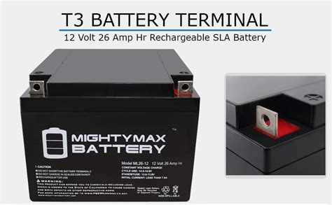 MIGHTY MAX BATTERY 12 Volt 26 Ah T3 Terminal Rechargeable Sealed Lead