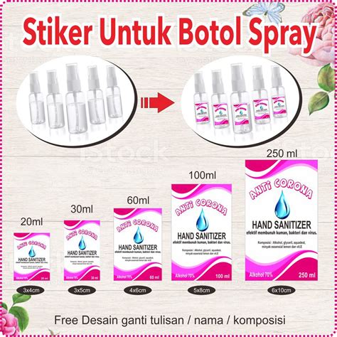 Jual Stiker Hand Sanitizer Antiseptik Untuk Botol Ml Ml Ml Ml