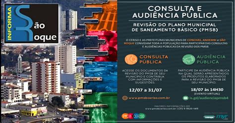 Confira Os Detalhes Sobre Consulta E Audiência Pública Para Revisão Do Plano Municipal De