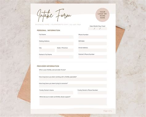 Fertility Doula Intake Form Fertility Specialist Etsy