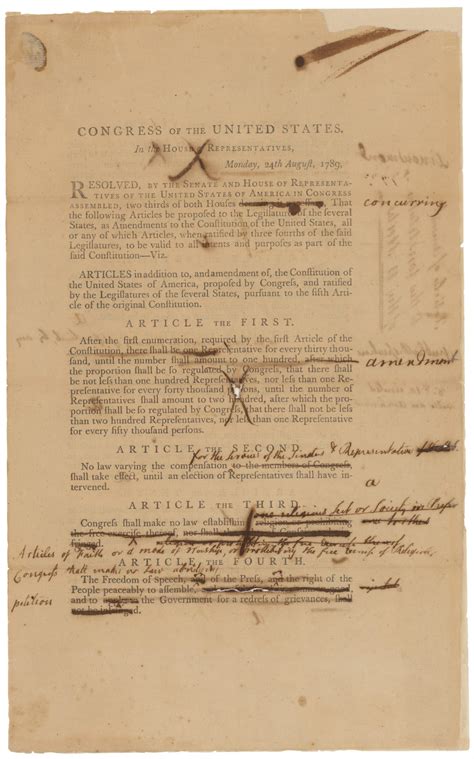 The First Amendments To The Us Constitution Pieces Of History