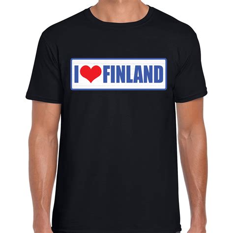 I Love Finland Landen Shirt Met Bordje In De Kleuren Van De Finse Vlag