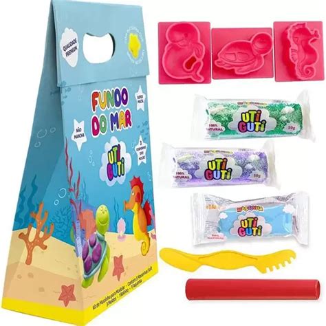 Kit Massinha De Modelar C 3 Forminhas Fundo Do Mar Uti Guti Lupel