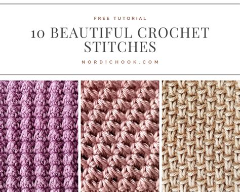 10 Beautiful Crochet Stitches Nordic Hook Crochet Tutorials