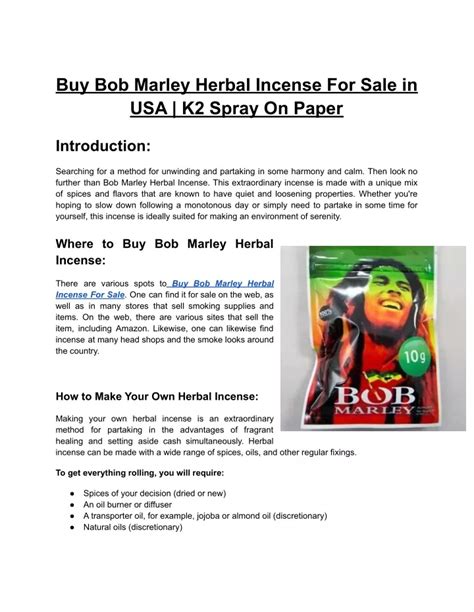 Ppt Buy Bob Marley Herbal Incense For Sale In Usa K2 Spray On Paper