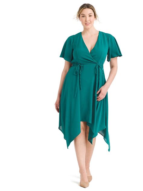 Side-Tie Green Surplice Dress | Adrianna Papell | Gwynnie Bee Rental