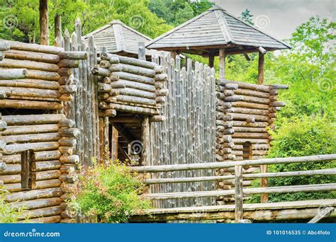 Wall Of Medieval Wooden Castle Stock Image Image Of Fort Century