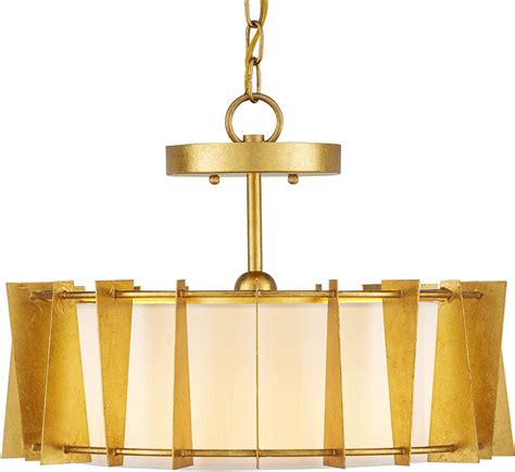 Currey And Company 9000 0860 Berwick Modern Contemporary Gold Leaf Ivory Led Drum Lighting