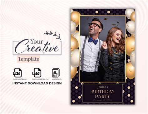 Photo Booth Template Birthday Photo Booth Template Party Etsy