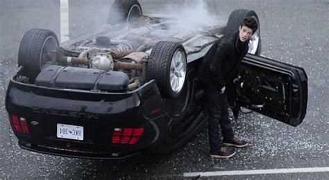 Glee Star Grant Gustin Films Car Crash With Mustang Autoevolution