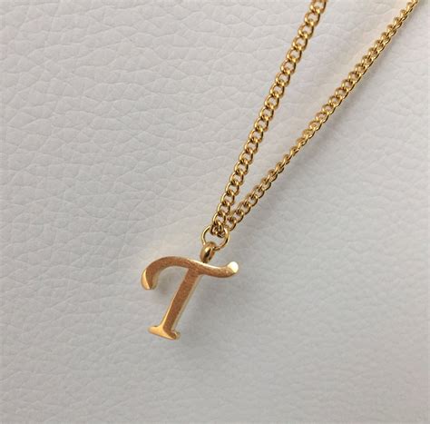 Letter Necklace Monogram Necklace Letter T Name Necklace Etsy