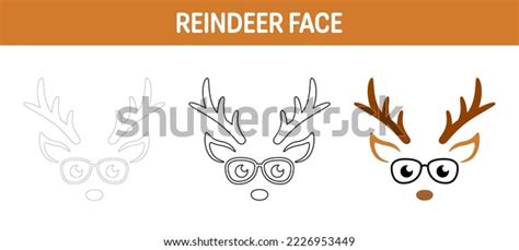 Reindeer Face Tracing Coloring Worksheet Kids Stock Vector Royalty