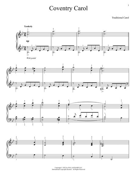 Coventry Carol Piano Solo Digital Sheet Music Sheet Music Plus