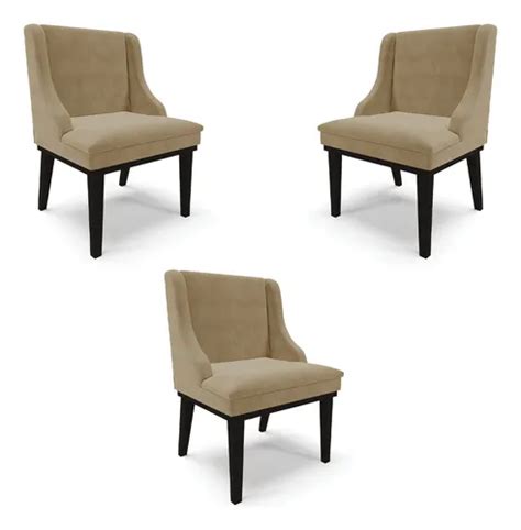 Kit Cadeiras Sala Jantar Bs Fixa Firenze Suede Nude Preto Mercadolivre