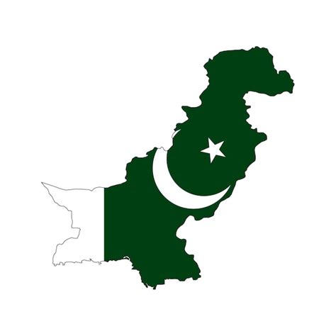 Silueta de mapa de pakistán con bandera sobre fondo blanco Vector Premium