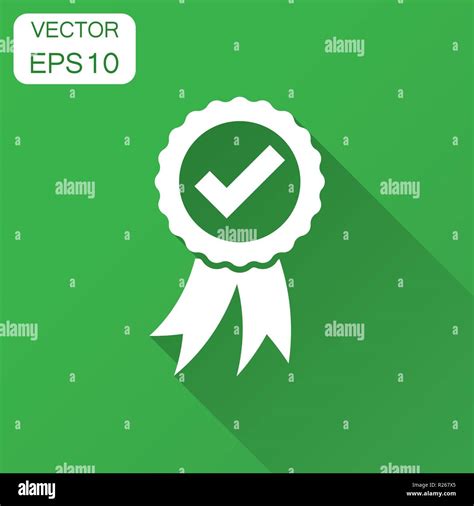 Approved Certificate Medal Icon In Flat Style Check Mark Stamp Vector