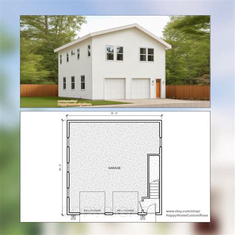 30 X 30 Two Bedroom Garage Apartment Architectural Plan With