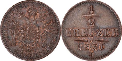 Austria Kreuzer B Coin Franz Joseph I Kremnitz Copper Au