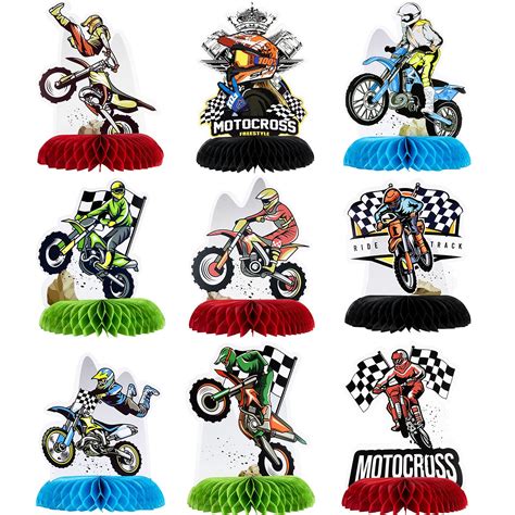 Buy Zonon 9 Piece Dirt Bike Motorcycle Honeycomb Centerpiece Table