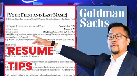 How To Create A Resume For Goldman Sachs Investment Banking Tips