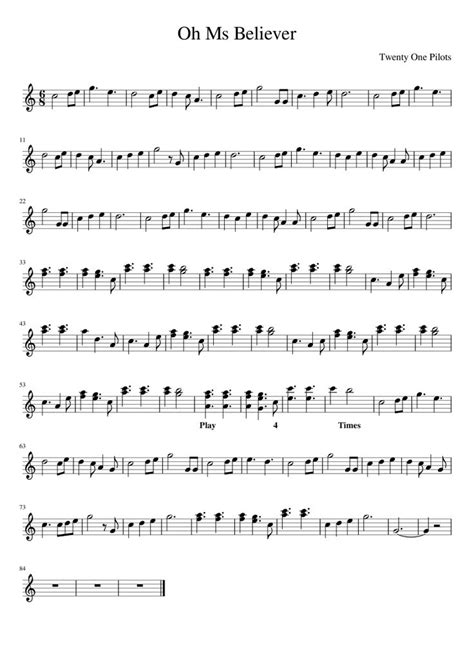 Oh Ms Believer Twenty One Pilots Sheet Music Sheet Music Saxophone