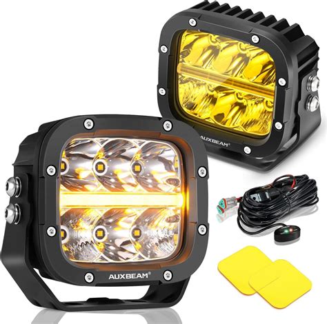 Auxbeam Inch W Lm Led Pod Lights Amber Drl Mode Plus Yellow