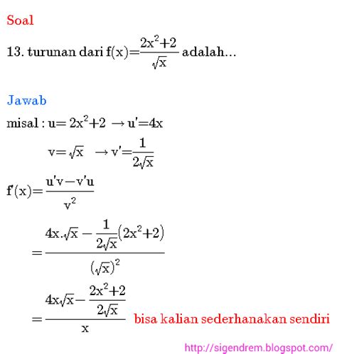 Contoh Soal Turunan Jumlah Dan Selisih Fungsi Bank Soal Cpns Pdf