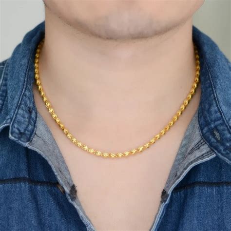 Men 24k Solid Gold 5 6mm 37g Fine Necklace Jewelry