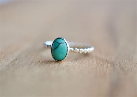 Sterling Silver Turquoise Ring Genuine Turquoise Ring Oval Etsy