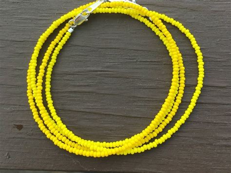 Super Tiny Yellow Seed Bead Necklace Choker Choose A Shade Etsy