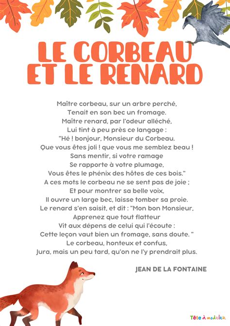 le corbeau et le renard de Jean de La Fontaine Tête à modeler