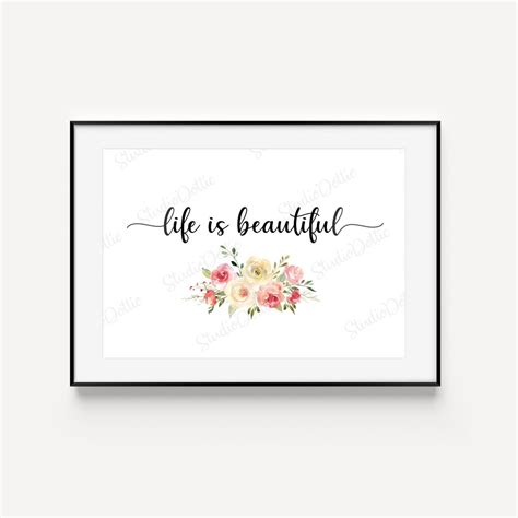 Life Is Beautiful Word Art Digital Instant Download Inspirational