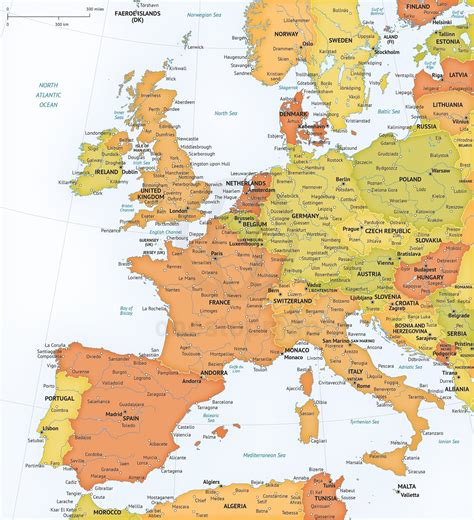 Free Printable Map Of Europe With Cities