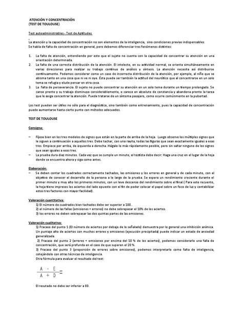 Test De Toulouse Para La Atención Pdf