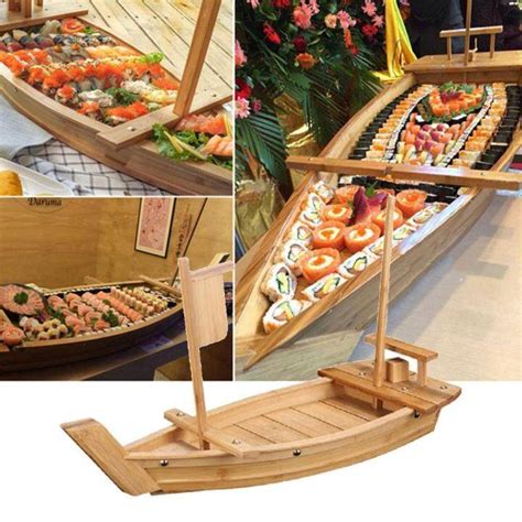 Japanese Cuisine Sushi Boats Seafood Tool Wooden Model Wood Handmade