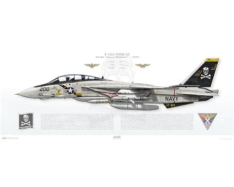 Aircraft Profile Print Of F 14a Tomcat Vf 84 Jolly Rogers Aj200