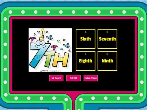 Ordinal Numbers Gameshow Quiz