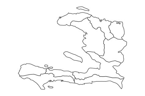 Outline Sketch Map Of Haiti With States And Cities Vector Art