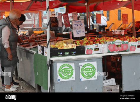 Helsinki Finland September 5 2023 Market Stall Selling Fruit And