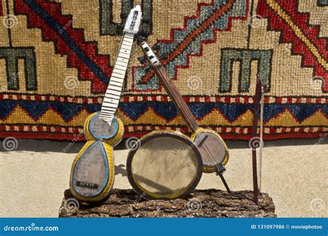 Traditional Musical Instruments Of Azerbaijan Mugam In Souvenir Stock