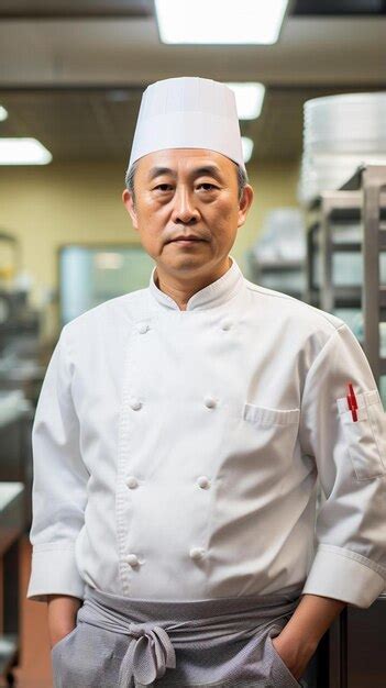 Premium Photo A Chef In A Chefs Uniform Stands In A Kitchen