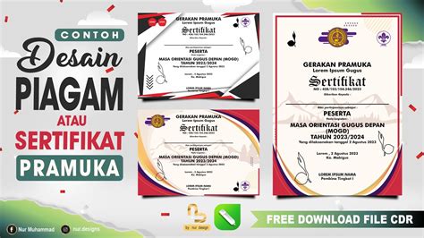 Free Download Desain Sertifikat Pramuka Coreldraw Piagam Pramuka