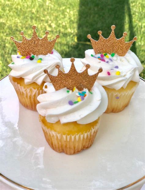 Glitter Rose Gold Crown Cupcake Topper Etsy Crown Cupcake Toppers