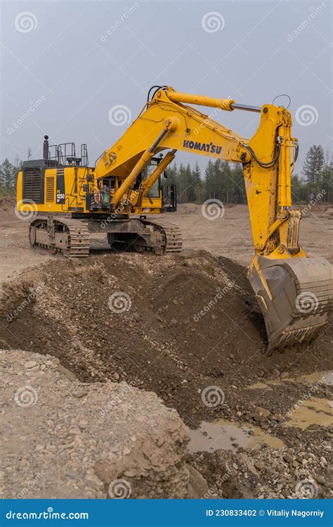 Komatsu Pc1250 Excavator Working In An Open Pit Gold Mine Editorial